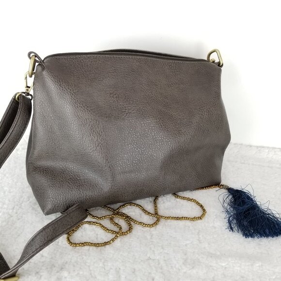 Vintage Joy Susan Vegan Leather Grey Crossbody‎ Bag 《332》P - Picture 1 of 5